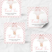 Pink Bear Bearly Wait Baby Shower  Vierkante Sticker