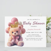 Pink Bear Gold Crown It's A Girl (Staand voorkant)