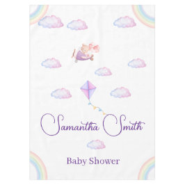 Pink Bear Pastel Airplane Balloon Baby Shower Tafelkleed