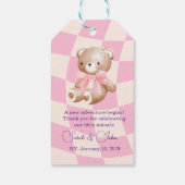 Pink Bear Pastel Airplane Balloon  Cadeaulabel (Achterkant)