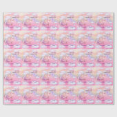 Pink Bear Pastel Airplane Balloon  Cadeaupapier (Vlak)