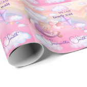 Pink Bear Pastel Airplane Balloon  Cadeaupapier (Rol Hoek)