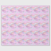 Pink Bear Pastel Airplane Balloon  Cadeaupapier (Vlak)