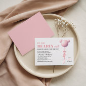 Pink Bearly Wait Baby Girl Balloon Shower Invite Kaart