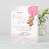 Pink Bearly Wait-Baby shower Kaart (Staand voorkant)