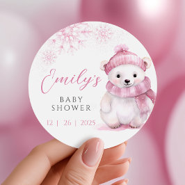Pink Bearly Wait Baby Shower Stickers