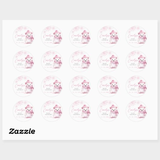 Pink Bearly Wait Baby Shower Stickers (Vel)
