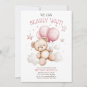 Pink Bearly Wait Beer Baby shower Kaart (Voorkant)