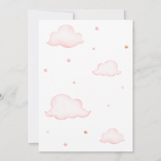 Pink Bearly Wait Clouds Baby shower Kaart (Achterkant)