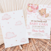 Pink Bearly Wait Clouds Baby shower Kaart