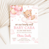 Pink Bearly Wait Clouds Baby shower Kaart