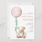 Pink Bearly Wait Eucalyptus Baby shower Uitnodigen Kaart (Voorkant)