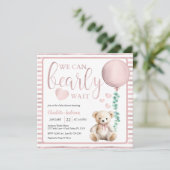 Pink Bearly Wait Girl Baby shower Uitnodiging (Staand voorkant)