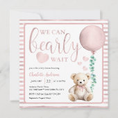 Pink Bearly Wait Girl Baby shower Uitnodiging (Voorkant)