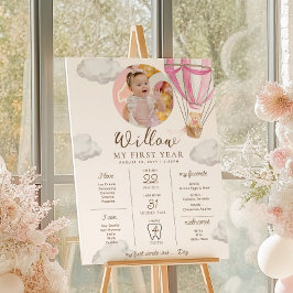 Pink Beary eerste verjaardag mijlpaal Poster