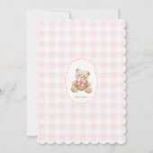 Pink Beary First Birthday Invitation Kaart (Achterkant)