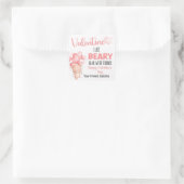 Pink Beary Glad We zijn vrienden Valentijnsdag Vierkante Sticker (Tas)