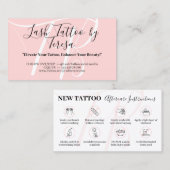 Pink Beauty Aftercare Instructies voor Tattoo Visitekaartje (Voorkant / Achterkant)