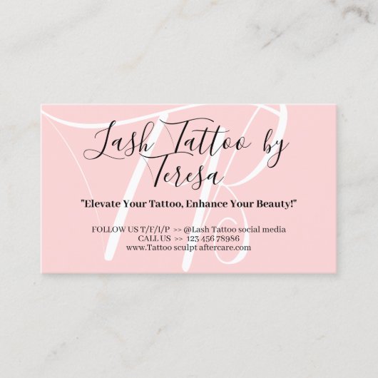Pink Beauty Aftercare Instructies voor Tattoo Visitekaartje (Voorkant)