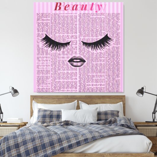 Pink Beauty Stretched Canvas Wall Art | Feminine  (Insitu (Slaapkamer))