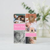 Pink Bedankt tweede baby geboorteaankondiging Briefkaart (Staand voorkant)