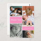 Pink Bedankt tweede baby geboorteaankondiging Briefkaart (Voorkant / Achterkant)