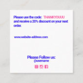 Pink Bedankt voor uw zakelijke kortingsbon Vierkante Visitekaartje (Achterkant)