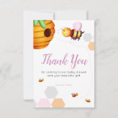 Pink Bee Baby shower Bedankkaart (Voorkant)