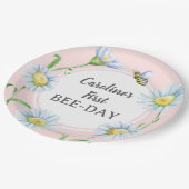 Pink Bee-Day Birthday Paper Plates with Daisies Papieren Bordje (Gekanteld)