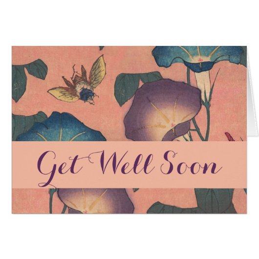 Pink Bee Flower Classic Hokusai Art (Voorkant Horizontaal)