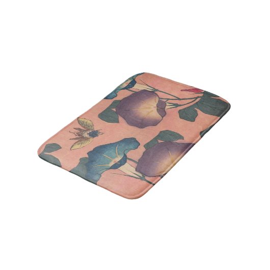 Pink Bee Flower Classic Hokusai Art Badmat (Gekanteld)