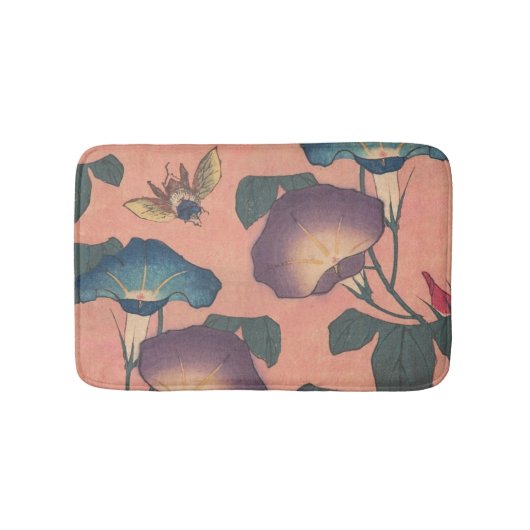 Pink Bee Flower Classic Hokusai Art Badmat (Voorkant)