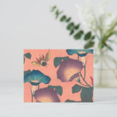Pink Bee Flower Classic Hokusai Art Briefkaart (Staand voorkant)