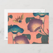 Pink Bee Flower Classic Hokusai Art Briefkaart (Voorkant / Achterkant)