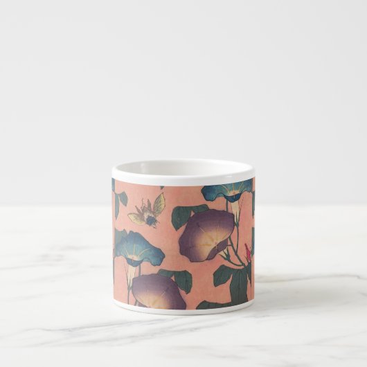 Pink Bee Flower Classic Hokusai Art Espresso Kop (Voorkant)