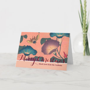 Pink Bee Flower Classic Hokusai Art Feestdagen Kaart