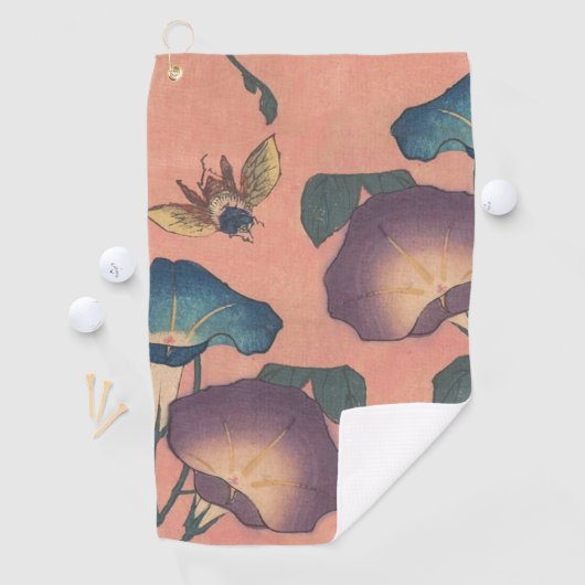 Pink Bee Flower Classic Hokusai Art Golfhanddoek (Insitu)
