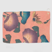 Pink Bee Flower Classic Hokusai Art Golfhanddoek (Horizontaal)
