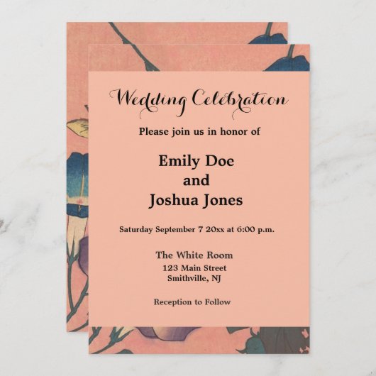 Pink Bee Flower Classic Hokusai Art Kaart (Voorkant / Achterkant)