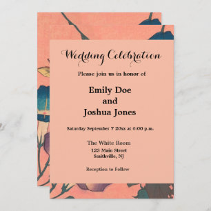 Pink Bee Flower Classic Hokusai Art Kaart