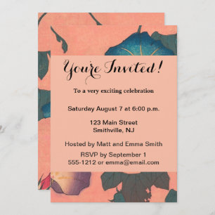 Pink Bee Flower Classic Hokusai Art Kaart