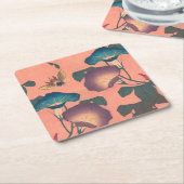 Pink Bee Flower Classic Hokusai Art Kartonnen Onderzetters (Schuin)