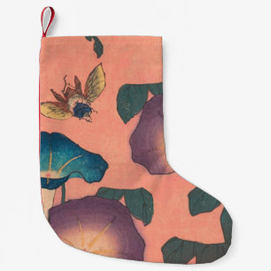 Pink Bee Flower Classic Hokusai Art Kleine Kerstsok