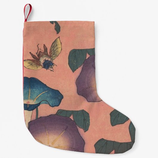 Pink Bee Flower Classic Hokusai Art Kleine Kerstsok (Voorkant)
