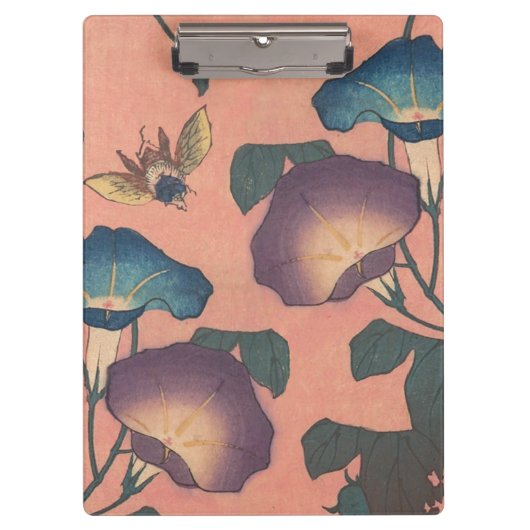 Pink Bee Flower Classic Hokusai Art Klembord (Voorkant)