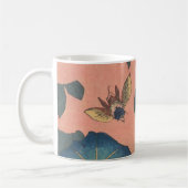 Pink Bee Flower Classic Hokusai Art Koffiemok (Links)