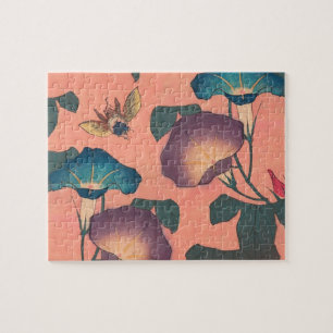 Pink Bee Flower Classic Hokusai Art Legpuzzel