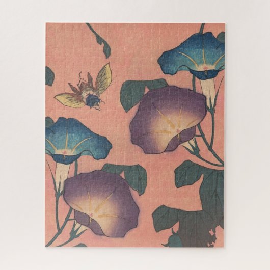 Pink Bee Flower Classic Hokusai Art Legpuzzel (Verticaal)