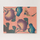 Pink Bee Flower Classic Hokusai Art Legpuzzel (Horizontaal)