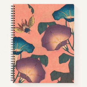 Pink Bee Flower Classic Hokusai Art Notitieboek